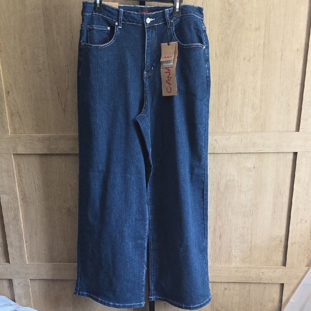 (J53) Womans Canana Wide Leg Denim Jeans Sz 14w